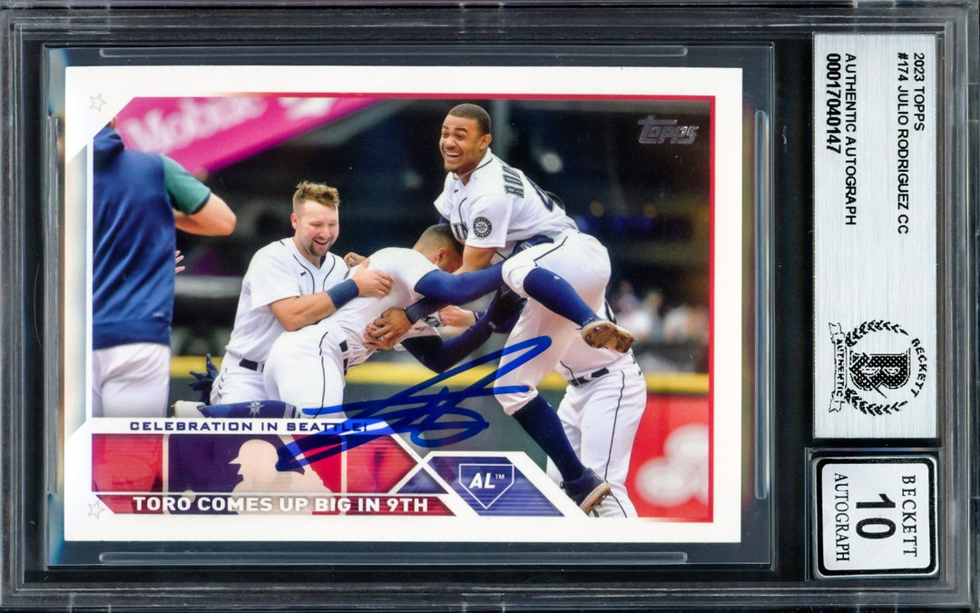 Julio Rodriguez Signed 2023 Topps Card 174 Mariners Auto GM 10 Beckett #17040147