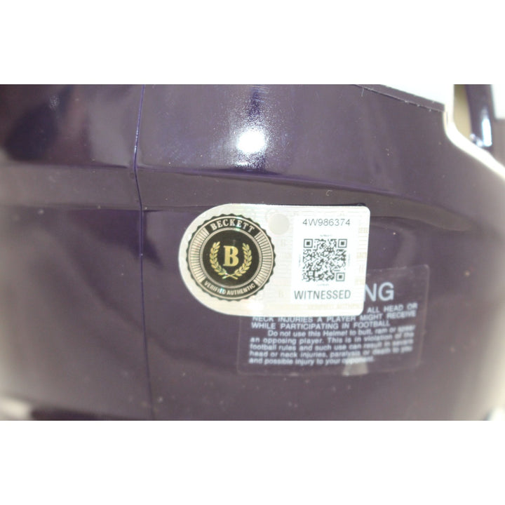 Randy Moss Autographed Minnesota Vikings TB Mini Helmet Beckett Witness 57971