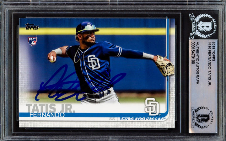 Fernando Tatis Jr. Signed 2019 Topps RC 410 San Diego Padres Beckett #15470100