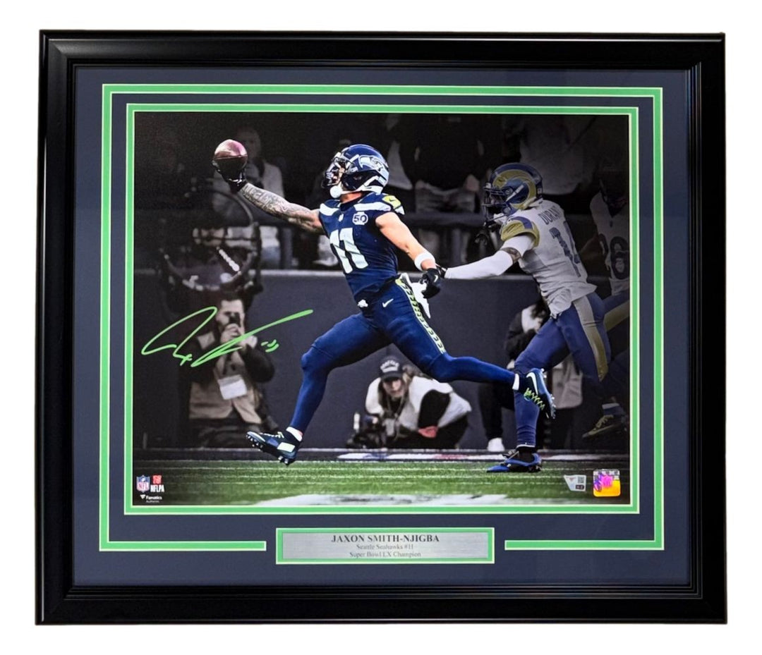 Jaxon Smith-Njigba Signed Framed 16x20 Seattle Seahawks Catch Photo Fanatics