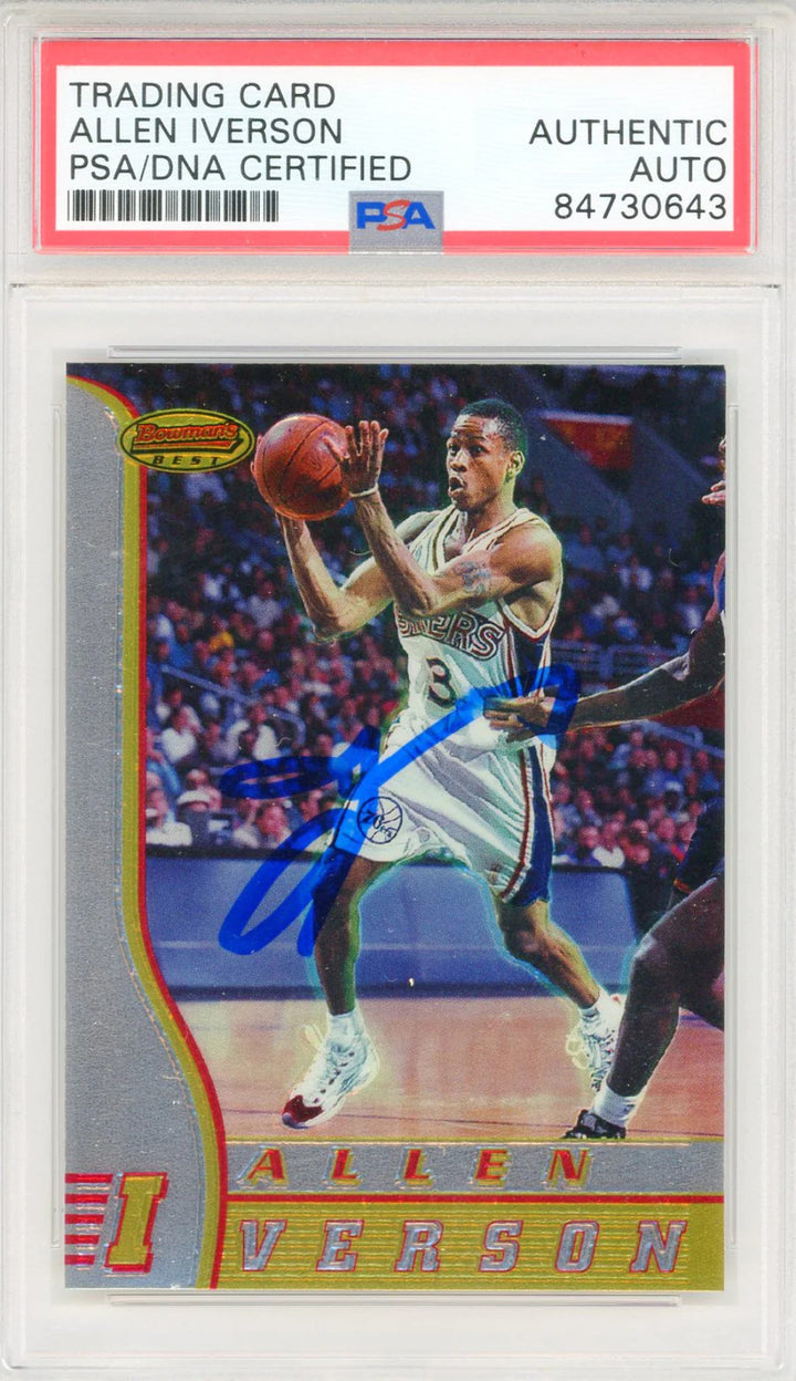 Allen Iverson Autographed 1997 Bowman's Best Card #R1 (PSA Auto)