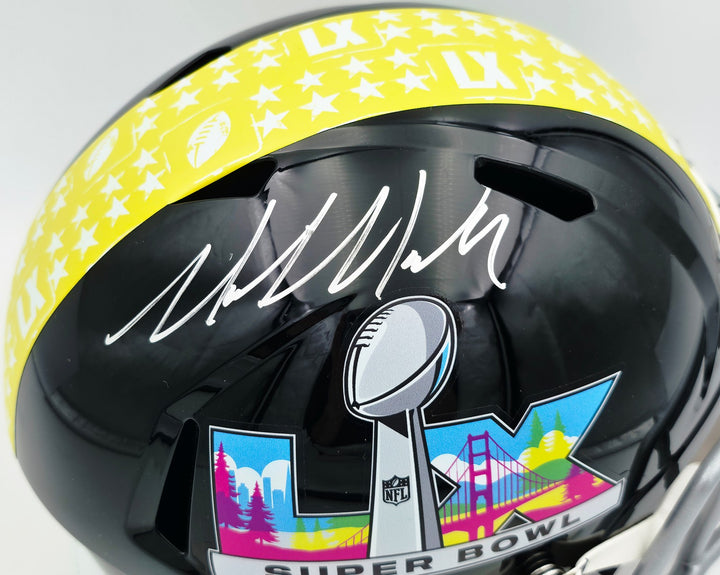 Mike Macdonald Signed Seahawks Black SB LX Full Size Replica Helmet BAS