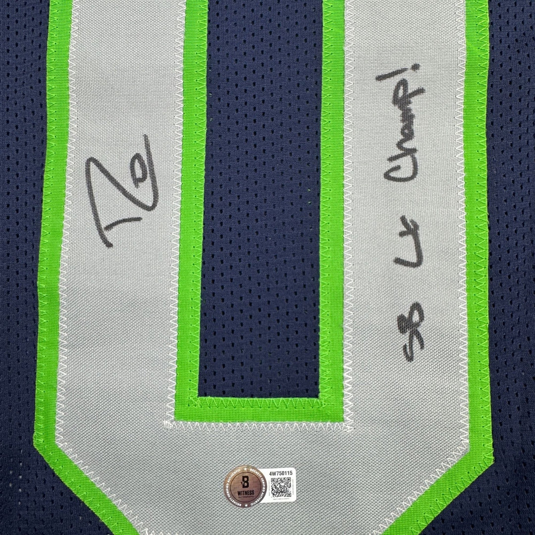 Autographed/Signed Demarcus Lawrence Seattle Blue Football Jersey BAS COA