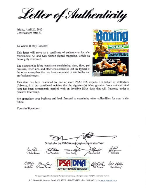 Muhammad Ali & Ken Norton Signed Boxing World Magazine Cover PSA/DNA