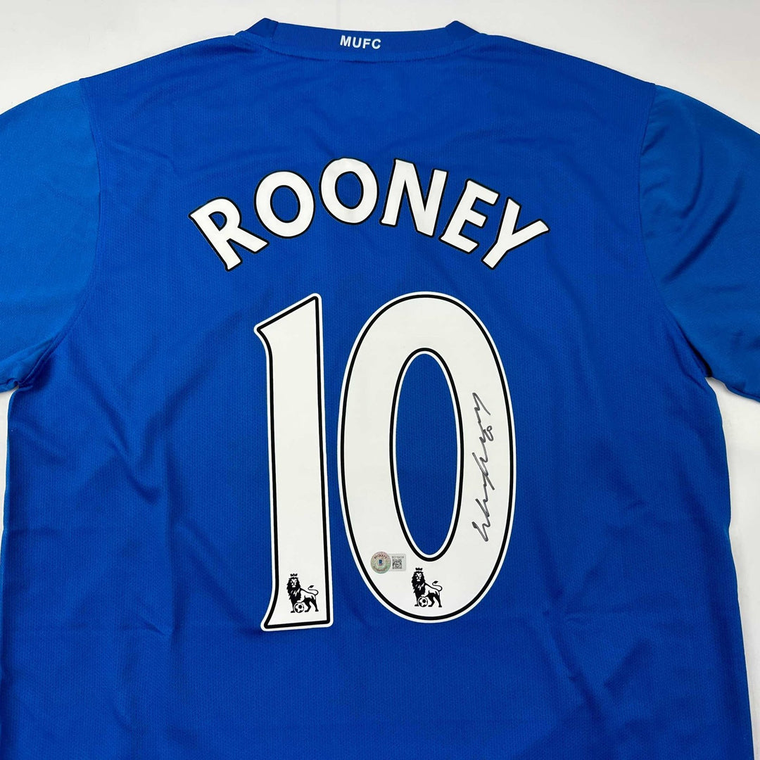 Autographed/Signed Wayne Rooney Manchester United Blue Jersey Beckett COA