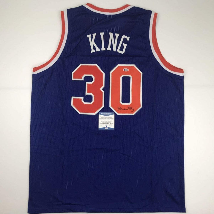 Autographed/Signed Bernard King New York Blue Jersey Beckett BAS COA