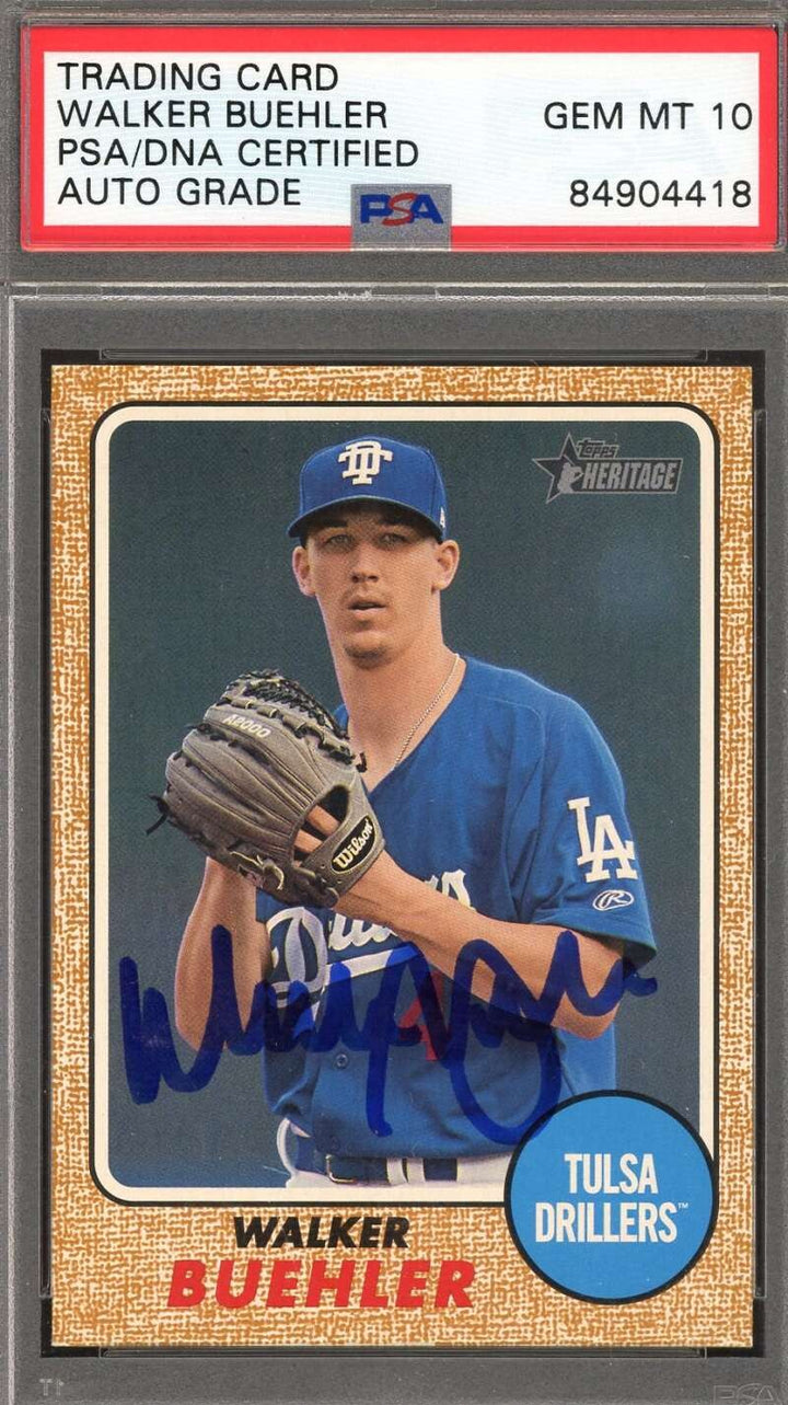 Walker Buehler Gem Mint 10 PSA DNA Signed 2017 Topps Heritage 1960 Rookie Autogr