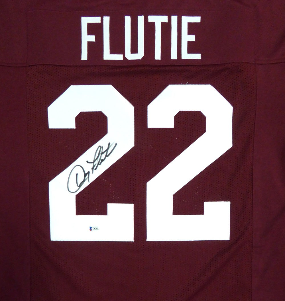 Boston College Eagles Doug Flutie Signed Red Jersey Beckett BAS