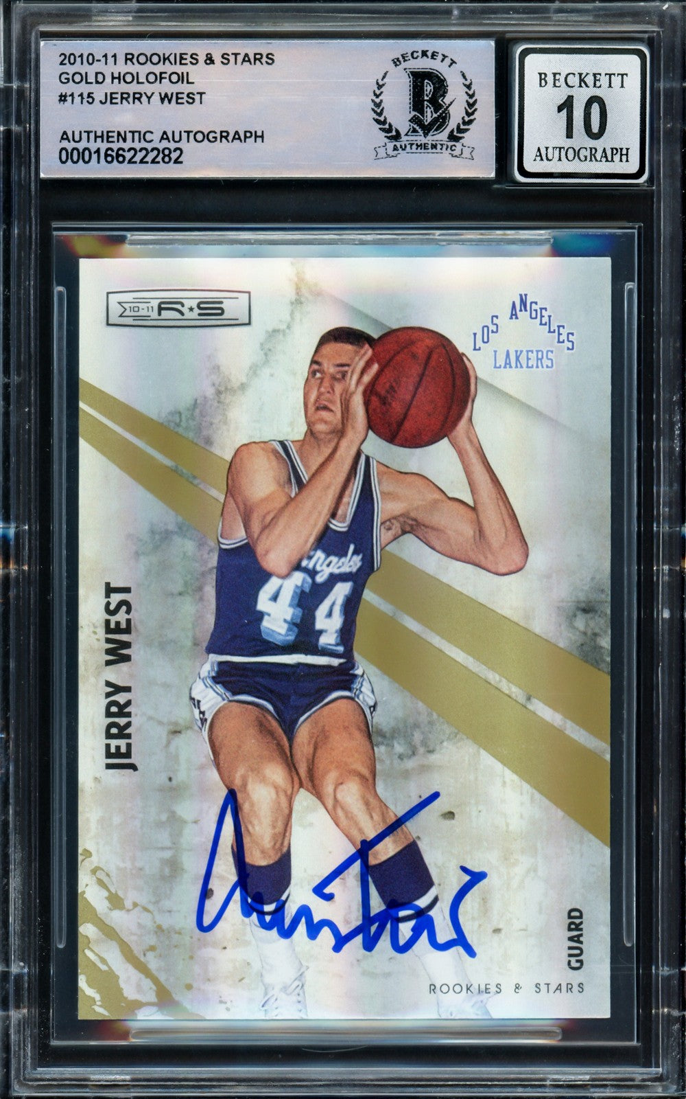Jerry West Auto 2010-11 Rookies Stars Gold Holofoil Card 115 Card Lakers Sig 10