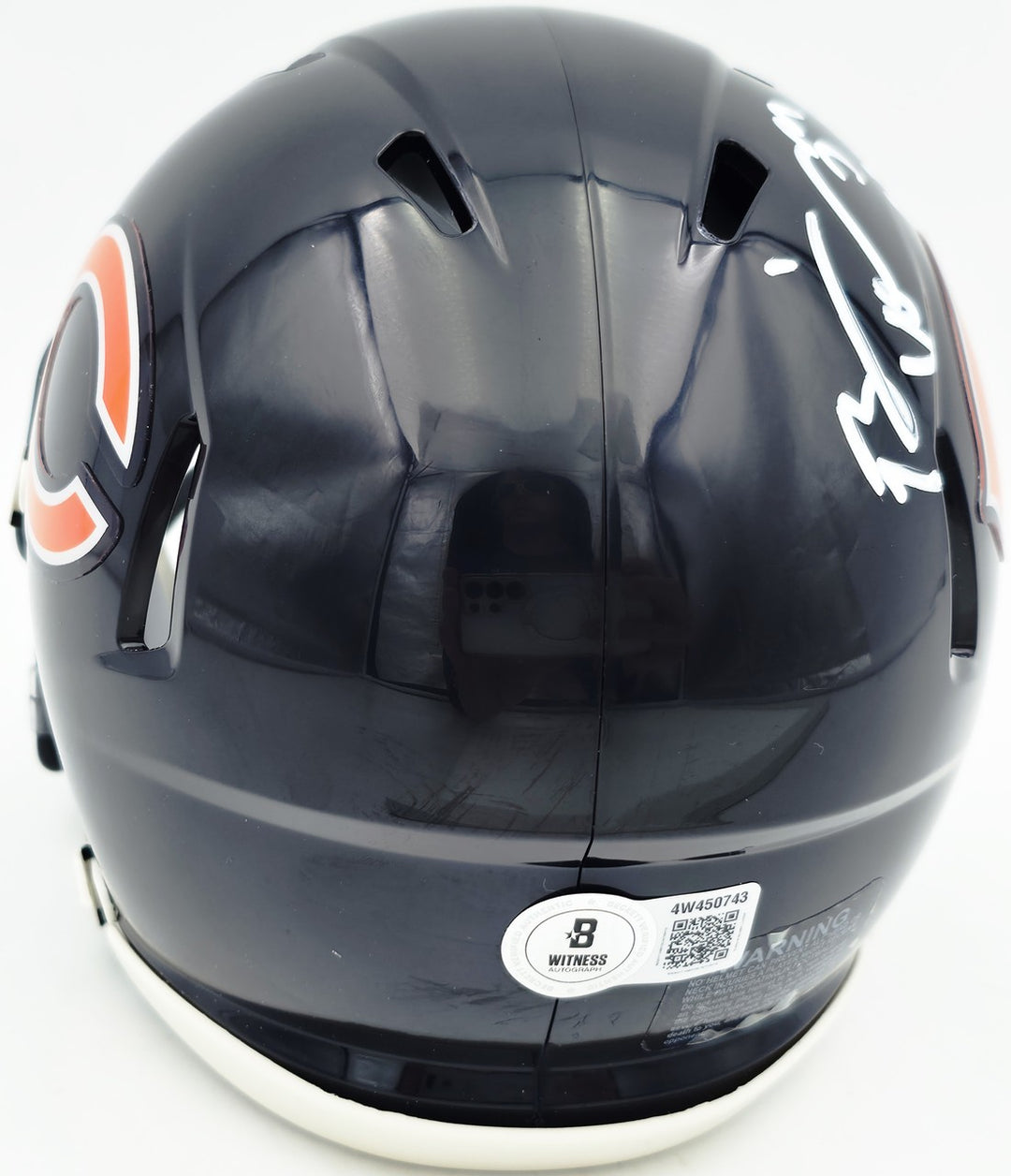 Brian Urlacher Auto Bears Blue Speed Mini Helmet (White) HOF 18 Beckett Witness