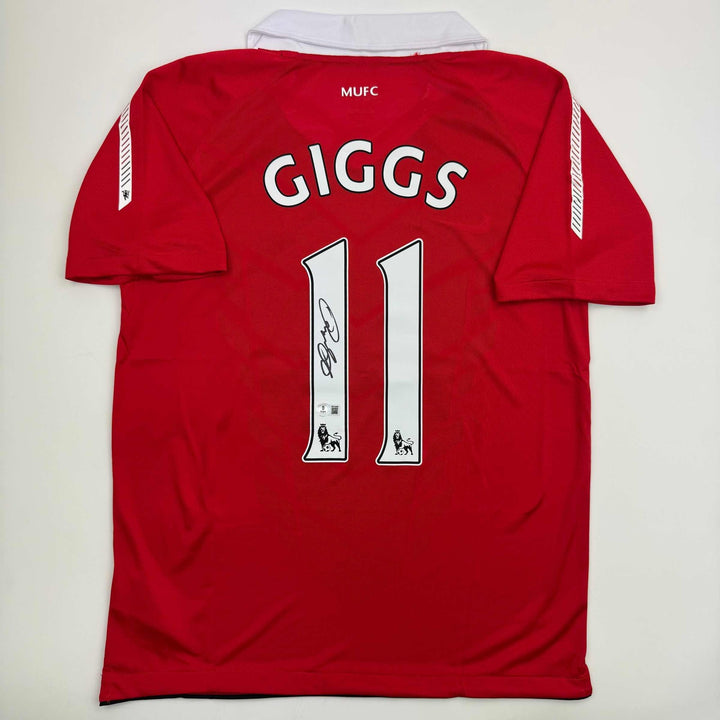 Autographed/Signed Ryan Giggs Manchester United Red Jersey Beckett BAS COA