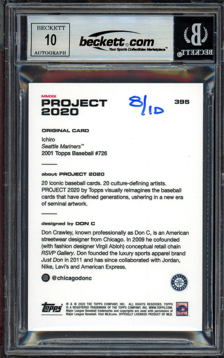 Ichiro Suzuki Auto Topps Project 2020 Don C Card 395 Mariners Sig 10 /10 BAS