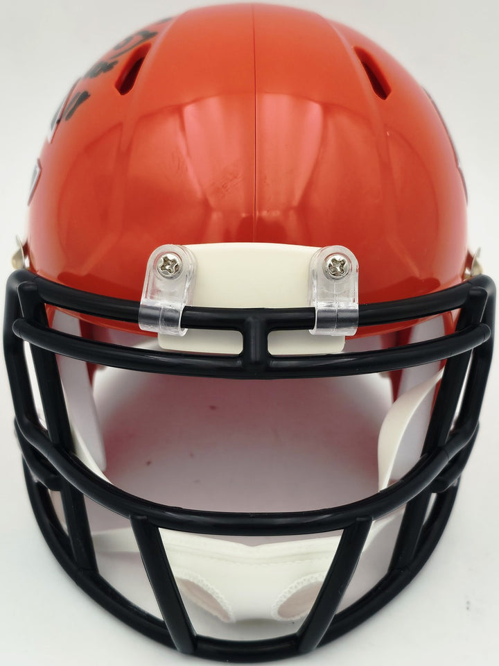 Brian Urlacher Signed Bears Orange Mini Helmet HOF 18 Beckett Witness