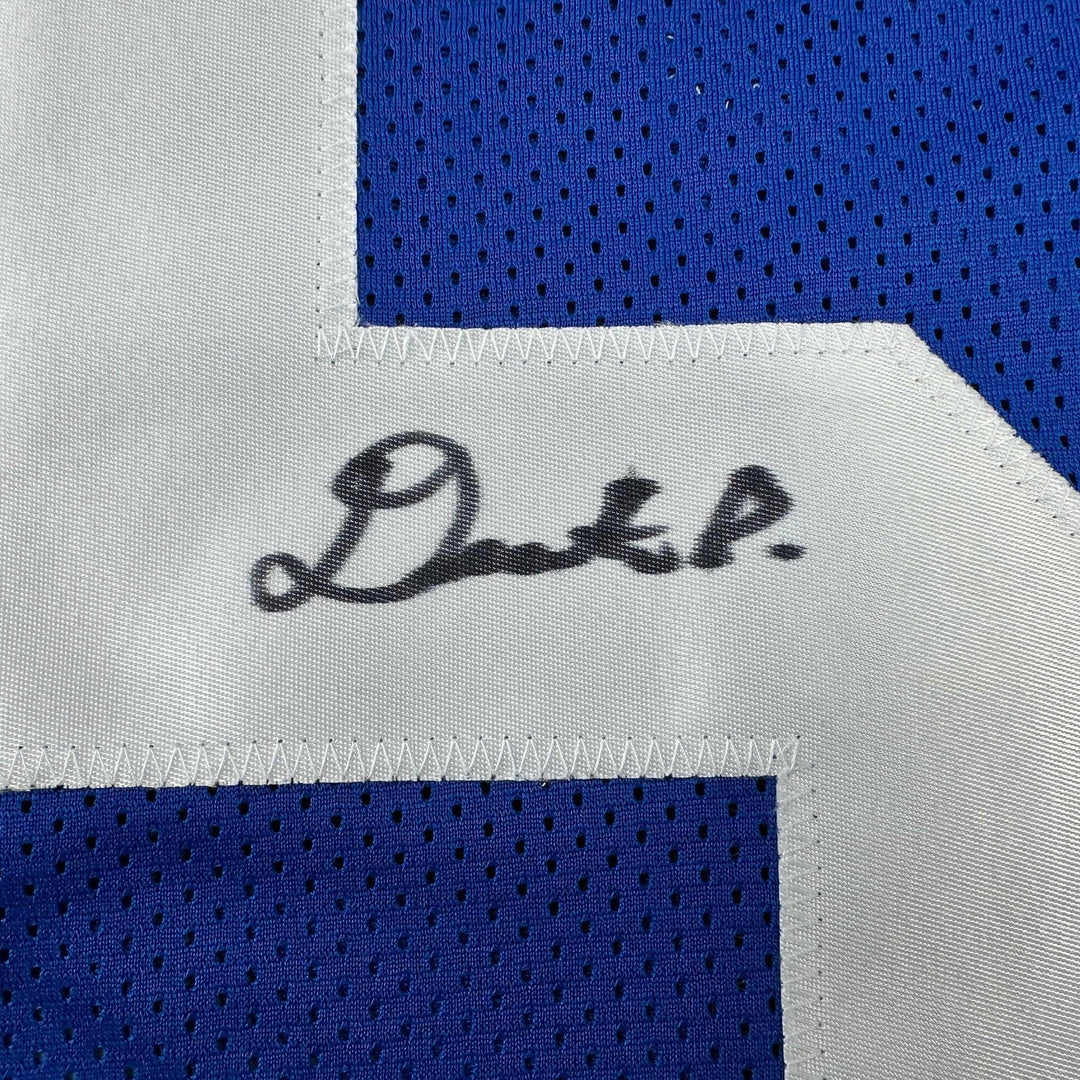 Autographed/Signed Deonte Banks New York Blue Jersey Beckett BAS COA