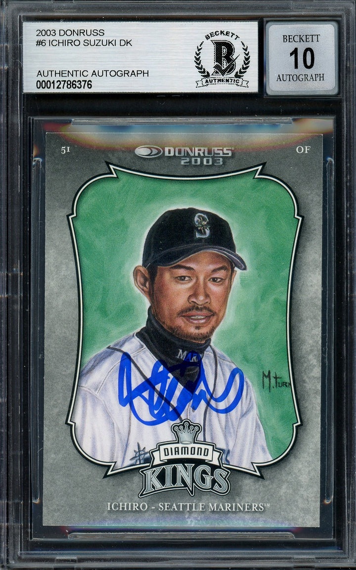 Ichiro Suzuki Auto 2003 Donruss Diamond Kings Card 6 Mariners Auto GM 10 Beckett