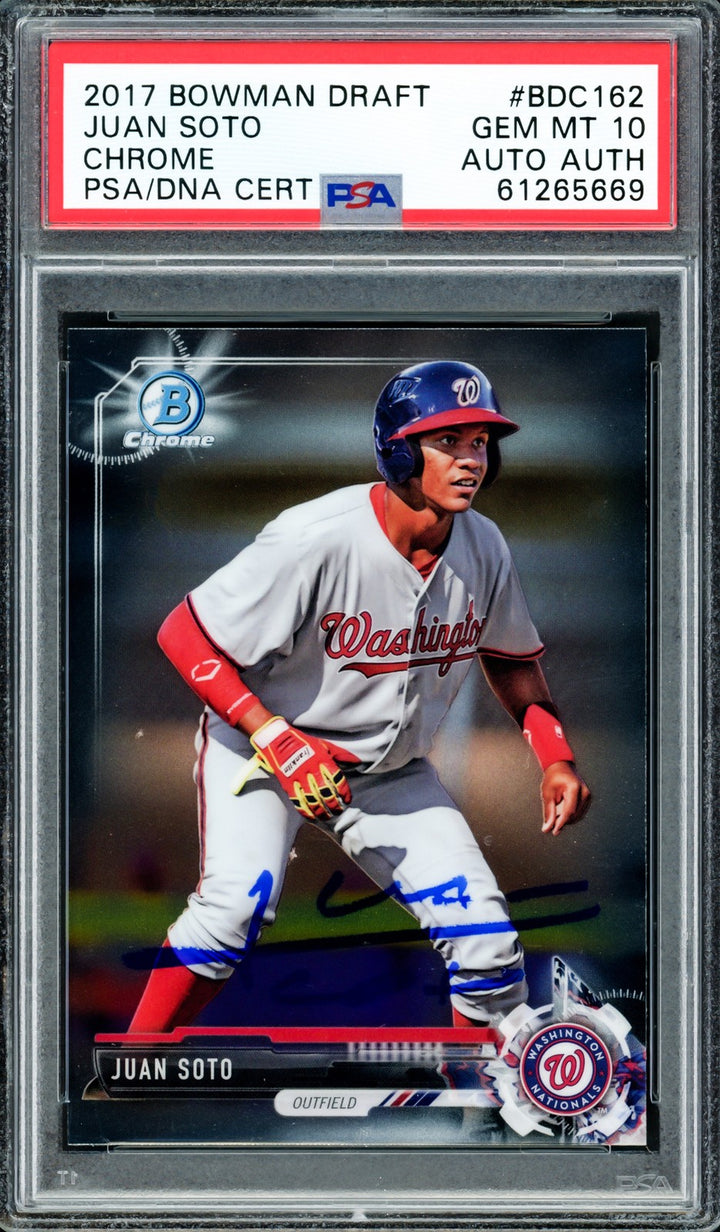 Juan Soto Auto 2017 Bowman Draft Chrome RC BDC162 Mets PSA 10 PSA/DNA #61265669