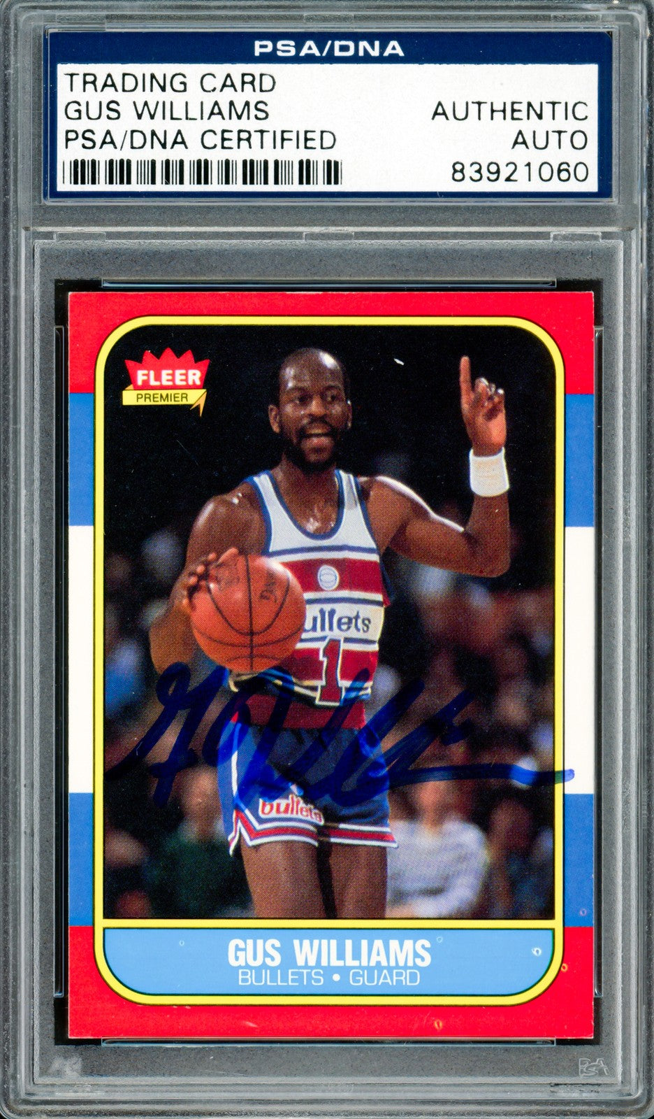 Gus Williams Signed 1986-87 Fleer Card #124 Washington Bullets PSA/DNA #83921060
