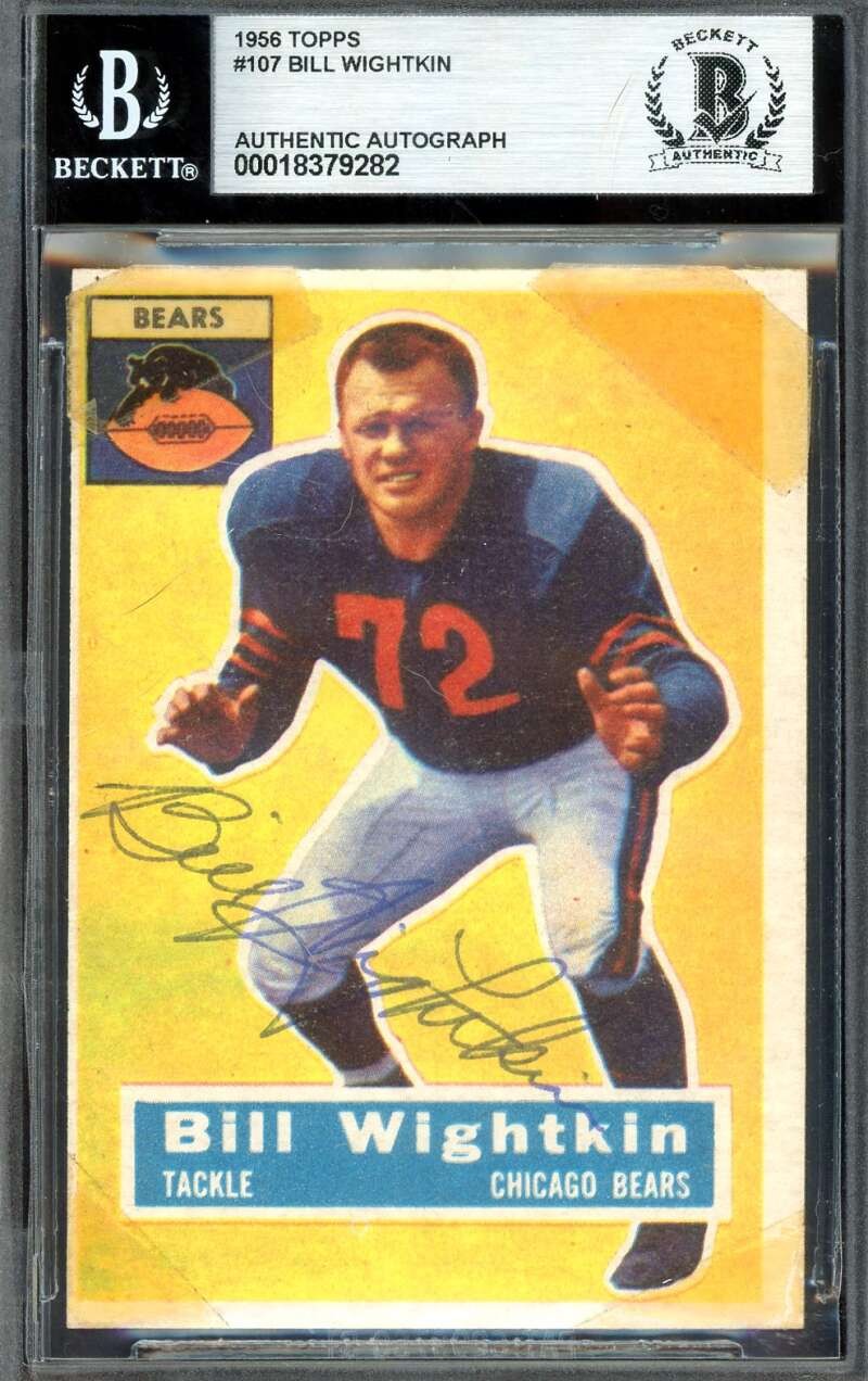 Bill Wightkin Beckett BAS Signed 1956 Topps Autograph