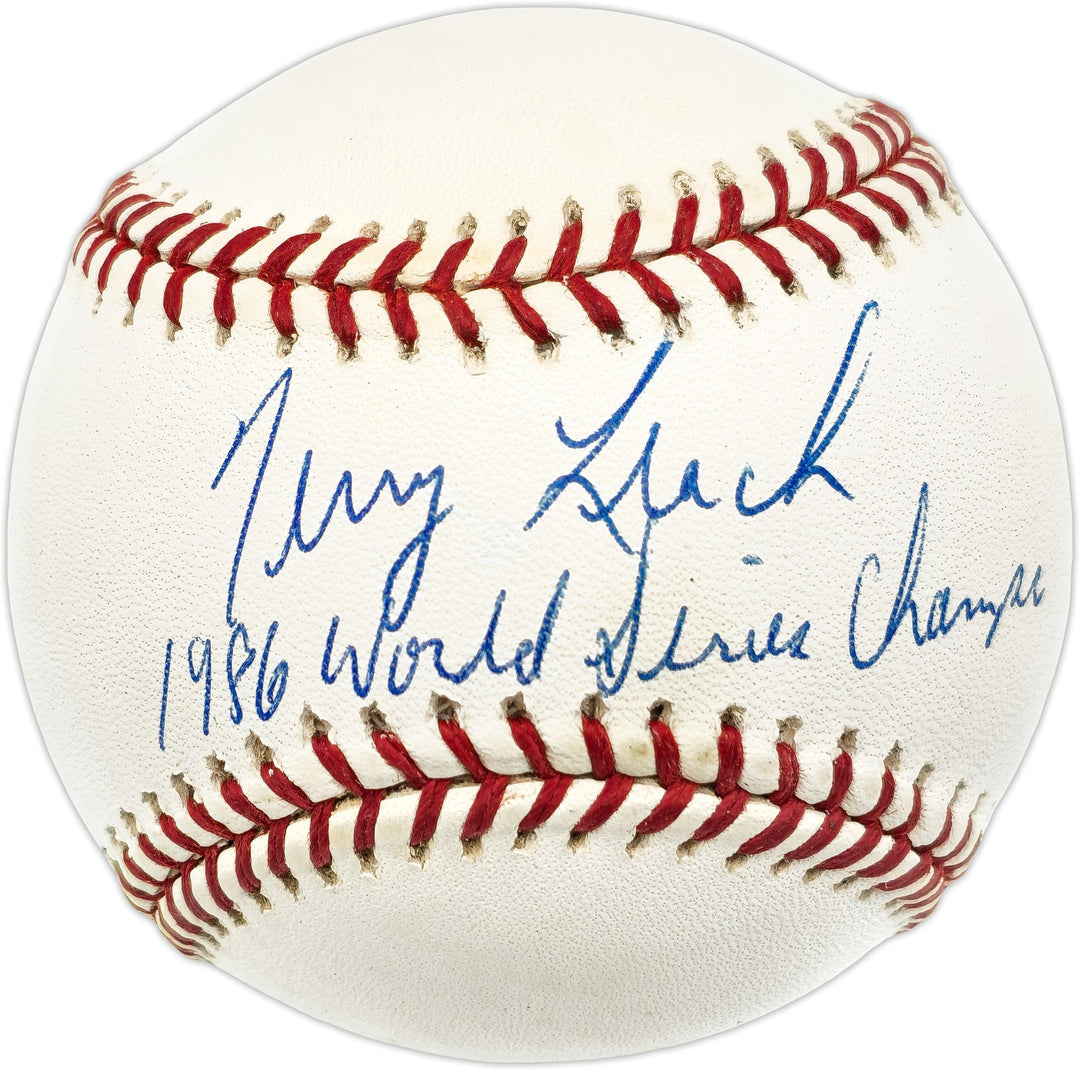 Terry Leach Signed NL Baseball New York Mets "1986 WS Champs" Beckett #BN14965