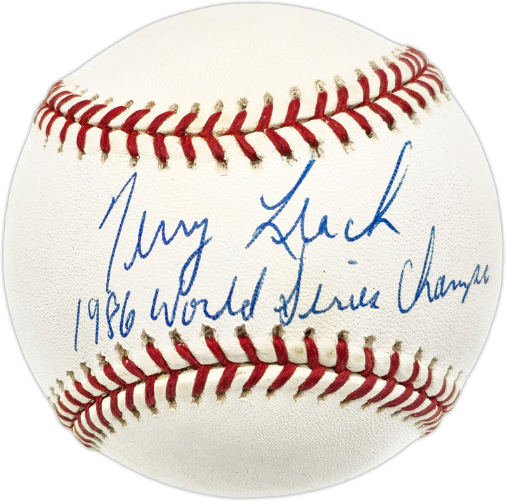 Terry Leach Signed NL Baseball New York Mets "1986 WS Champs" Beckett #BN14965