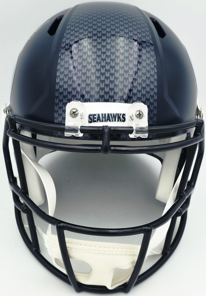 Malcolm Smith Signed Seahawks Blue Full Sz Speed Rep Helmet Beckett Wit