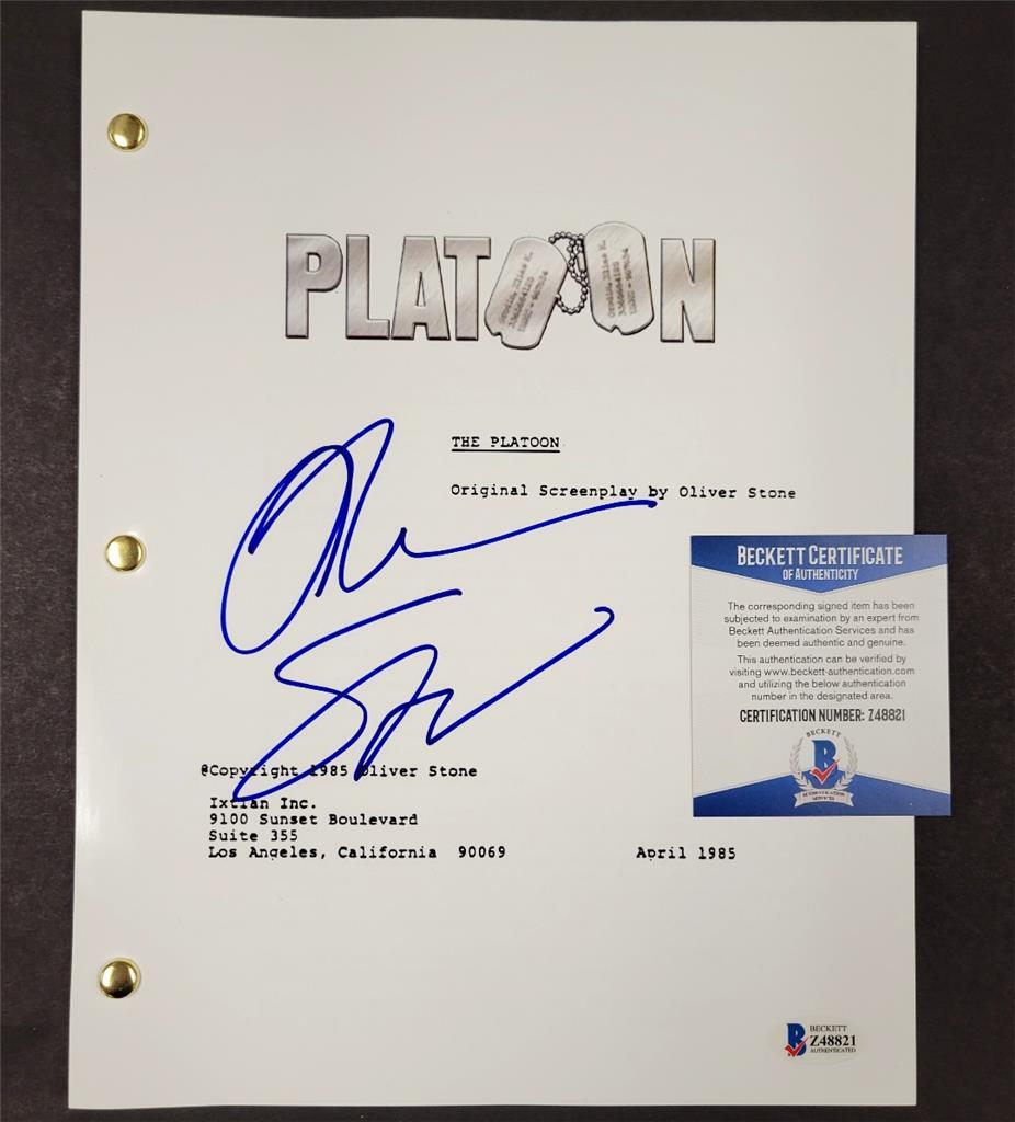 Oliver Stone signed Platoon Full Movie Script autograph ~ Beckett BAS COA