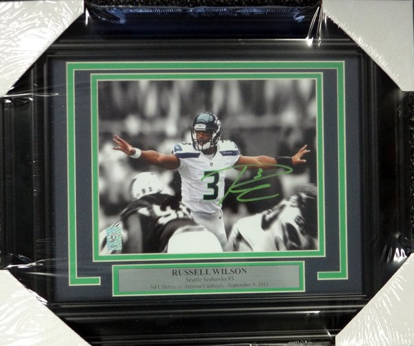 Russell Wilson Signed Framed 8x10 Photo Seattle Seahawks First Game RW Holo