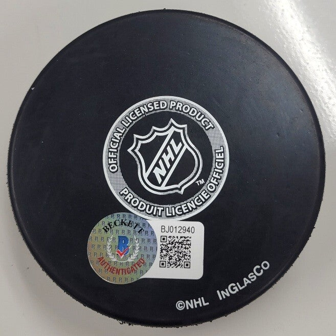 Bret Hedican autograph signed Anaheim Ducks Puck ~ Beckett BAS Holo