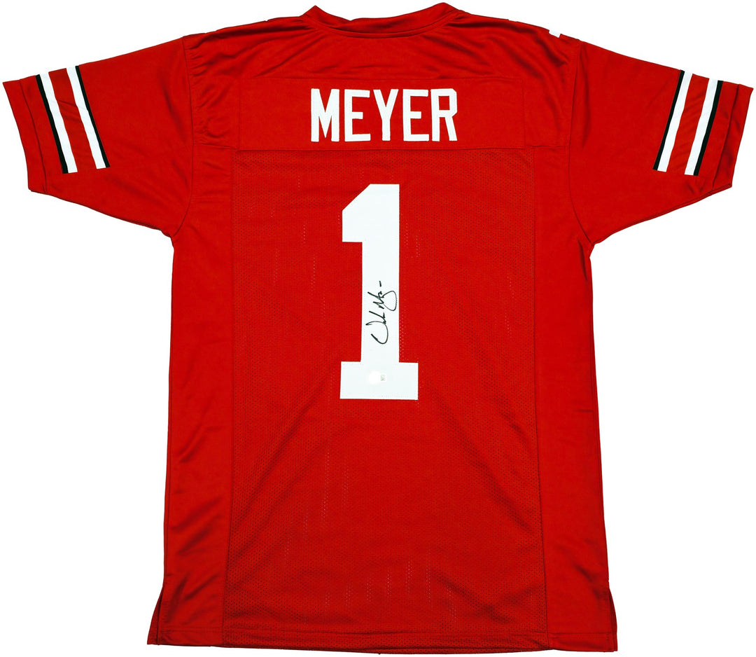 Ohio State Buckeyes Urban Meyer Autographed Signed Red Jersey Beckett Witness