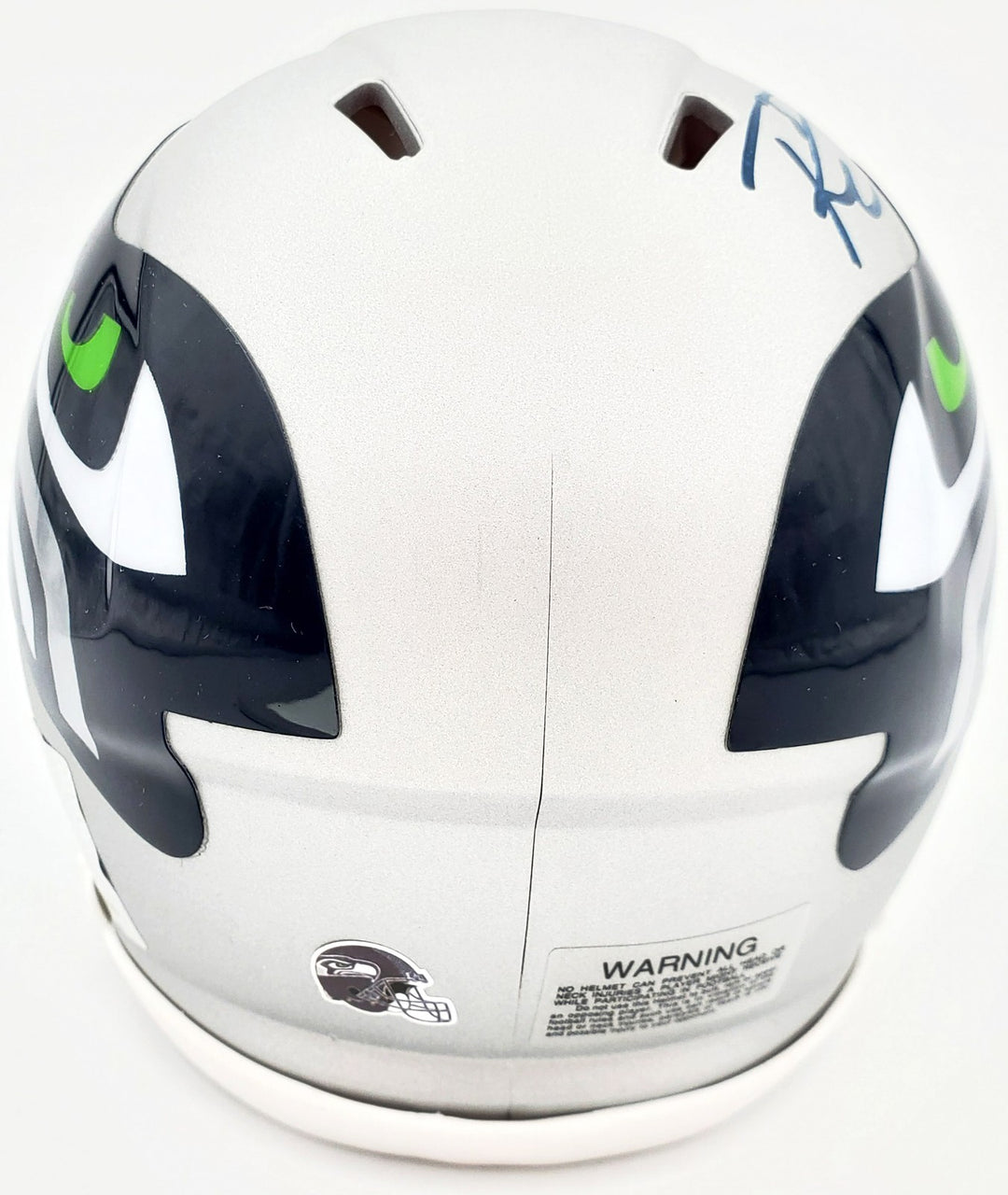Russell Wilson Signed AMP Seattle Seahawks Speed Mini Helmet In Blue RW Holo