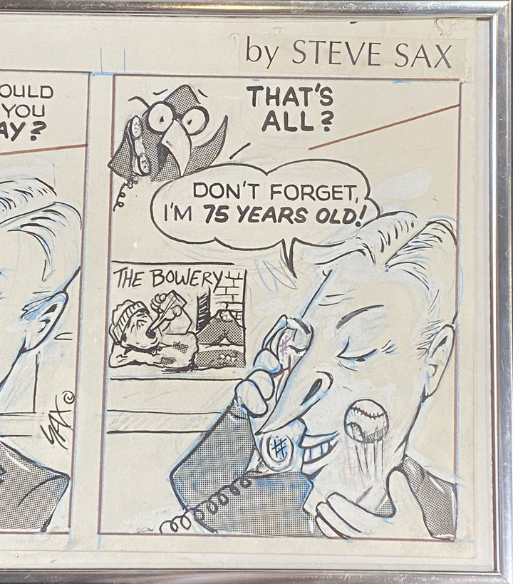 Joe DiMaggio Signed To Steve Sax Auto Original 1/1 Newspaper Comic Strip Framed