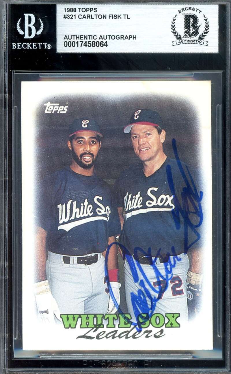 Carlton Fisk Beckett BAS Signed 1988 Topps Autograph