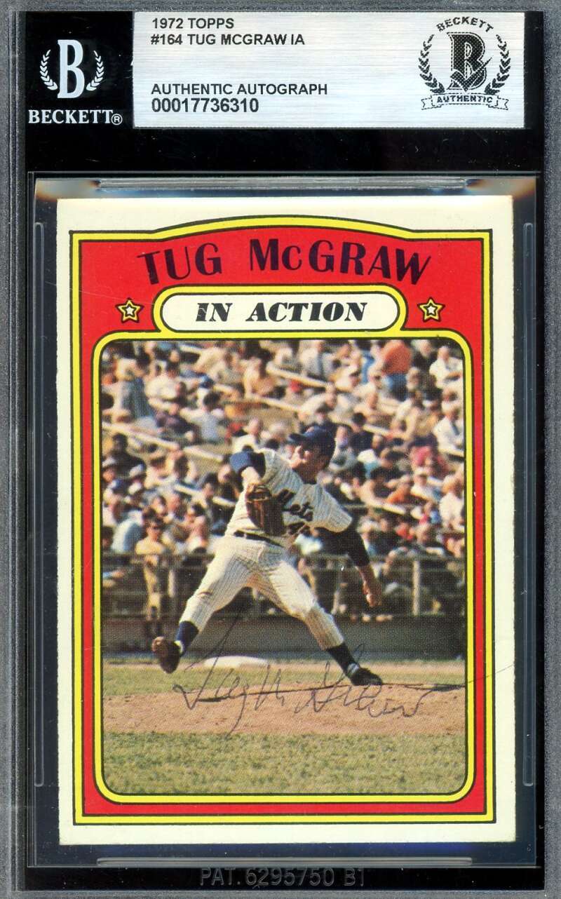 Tug McGraw Beckett BAS Vintage Signed 1972 Topps In Action Hi Number Autograph