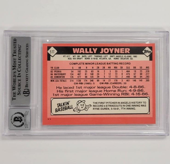 Wally Joyner signed autograph 1986 Topps Traded RC rookie card BAS BGS 10 auto B