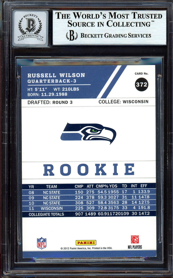 Russell Wilson Signed 2012 Score RC 372 Seahawks Auto GM 10 Beckett #13315358