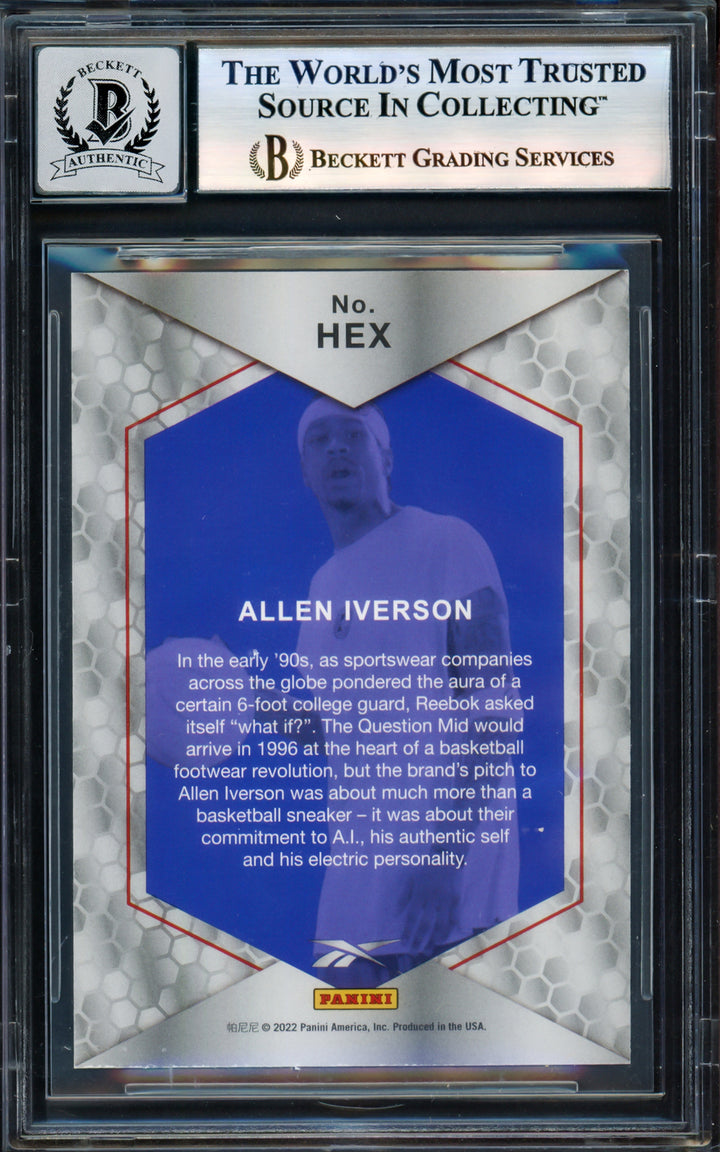 Allen Iverson Auto 2022 Panini X Reebok Silver Holofoil HEX Card 76ers Sig 10