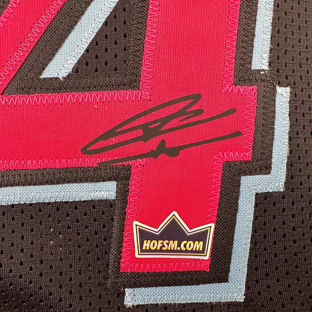 Framed Facsimile Autographed Tyler Herro 33x42 Black Reprint Laser Auto Jersey