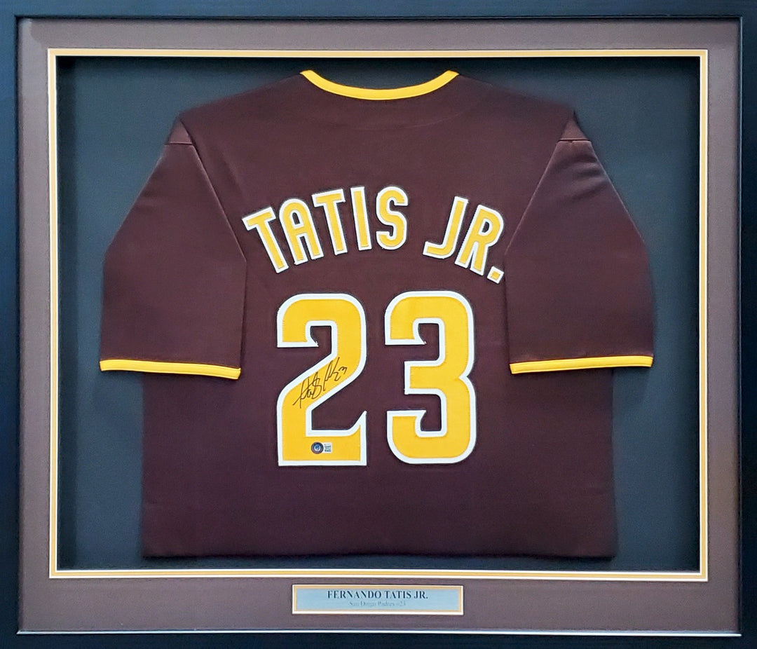 Fernando Tatis Jr Signed Padres Framed Brown Jersey Beckett BAS