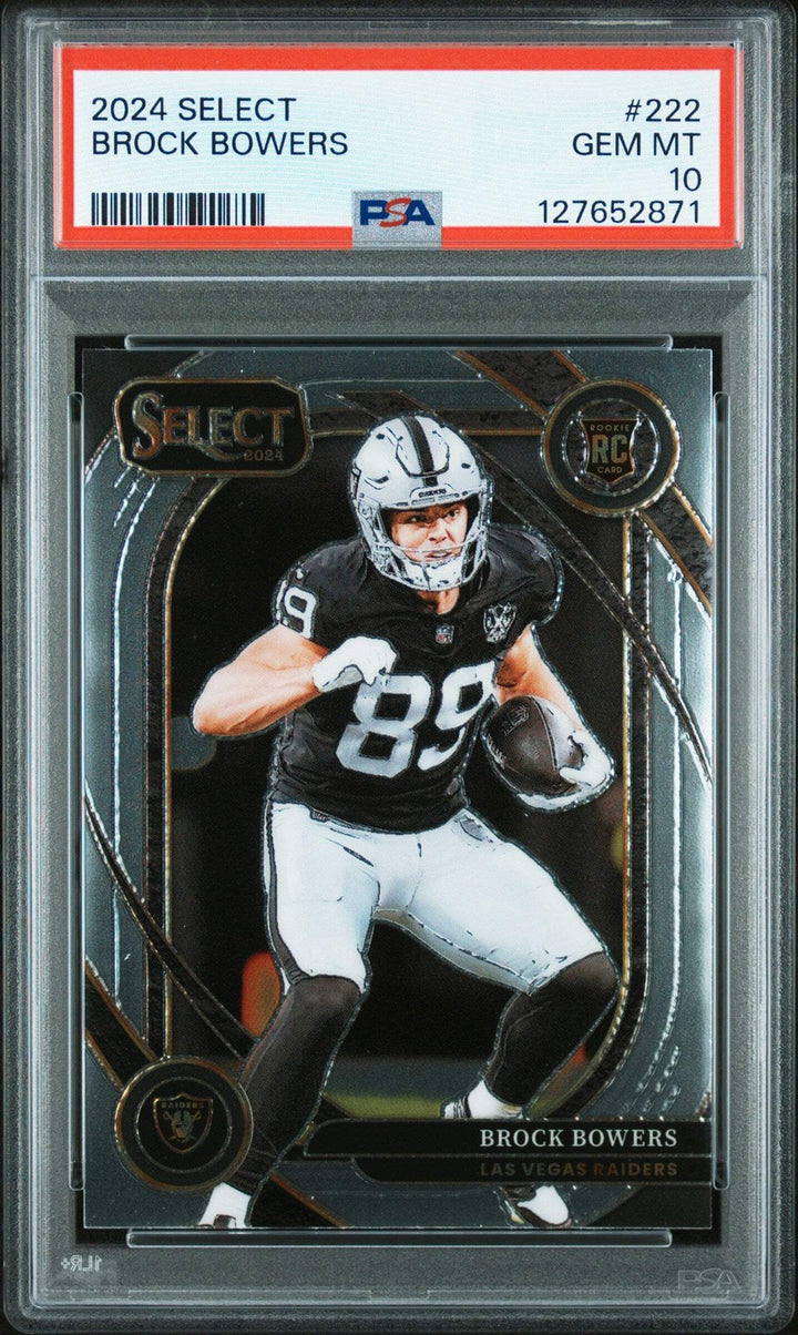 Graded 2024 Panini Select Brock Bowers #222 Rookie RC Card PSA 10 Gem Mint