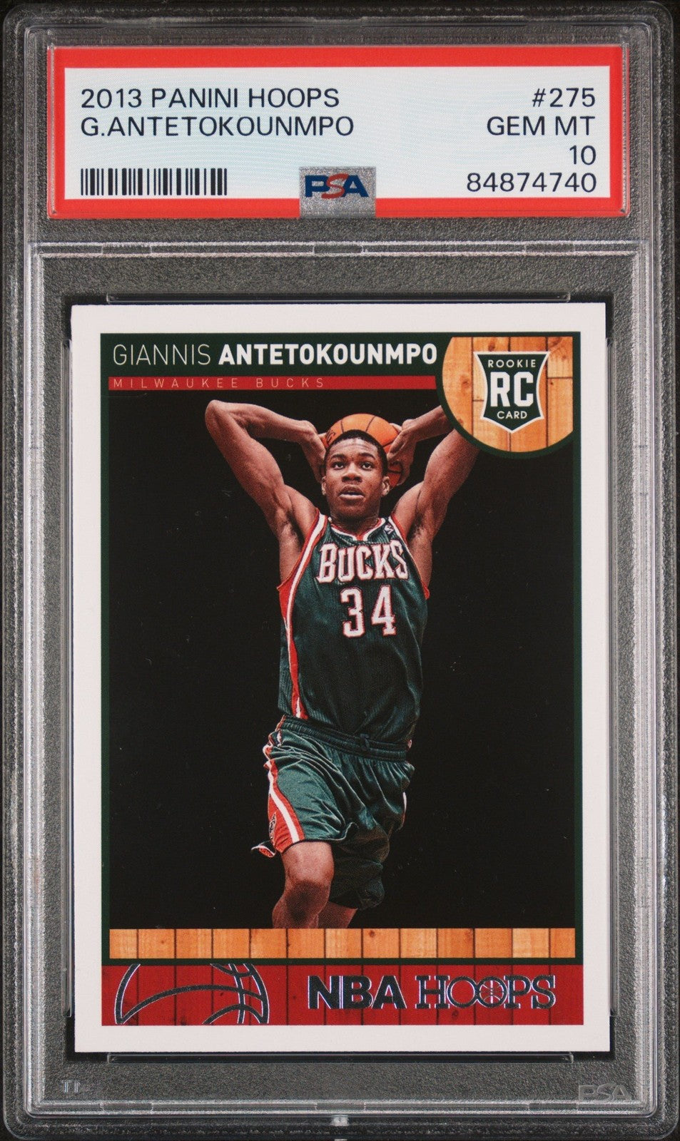 Graded 2013 Panini Hoops Giannis Antetokounmpo #275 RC Card PSA 10