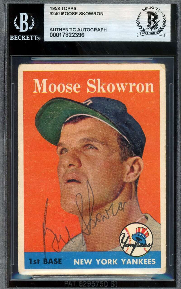 Moose Skowron Beckett BAS Vintage Signed 1958 Topps Autograph