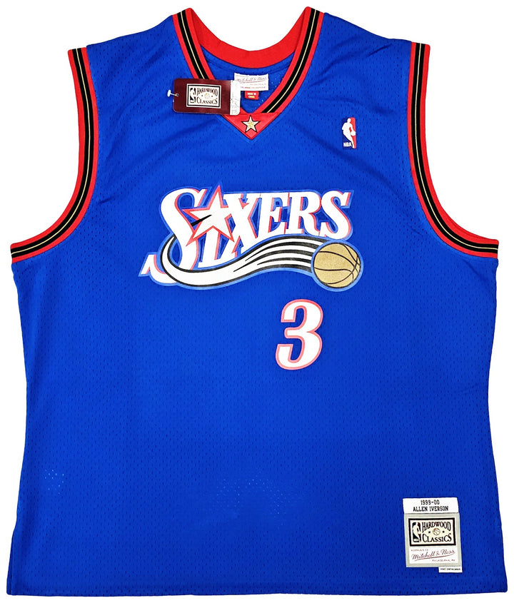 76ers Allen Iverson Auto Blue AUTH Mitchell Ness 99 HWC Swingman Jersey XXL BAS