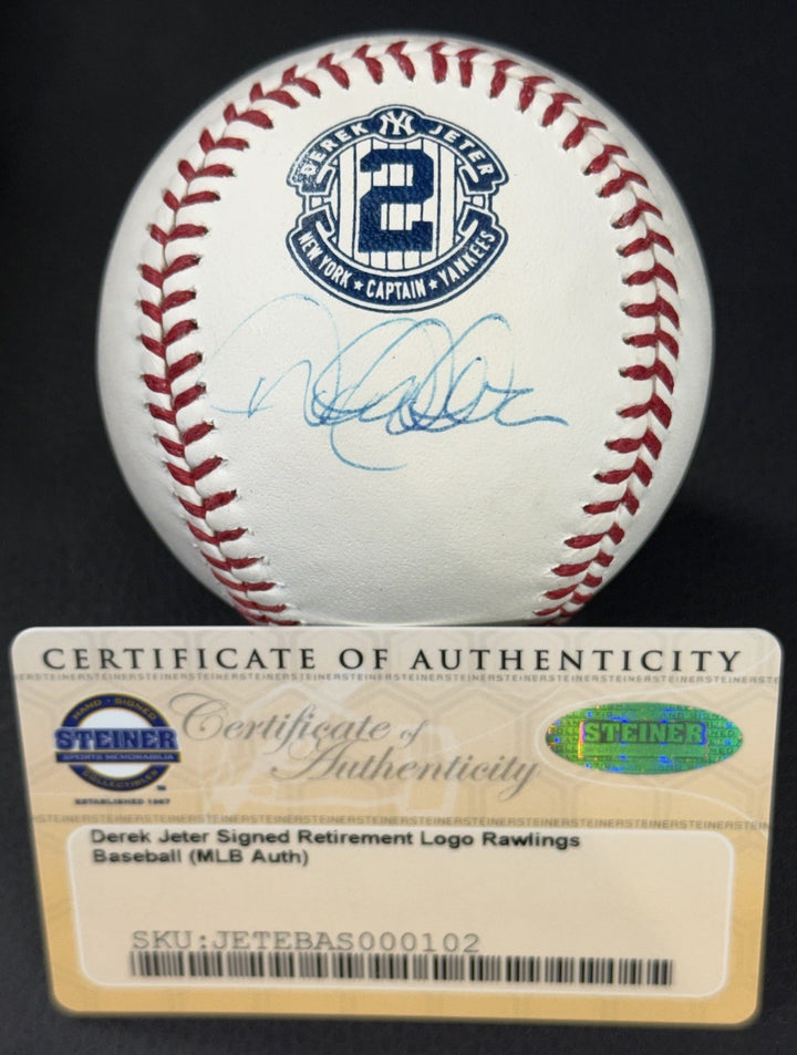 Derek Jeter Signed Official Retirement #2 Captain Logo Baseball Steiner MLB  HOF