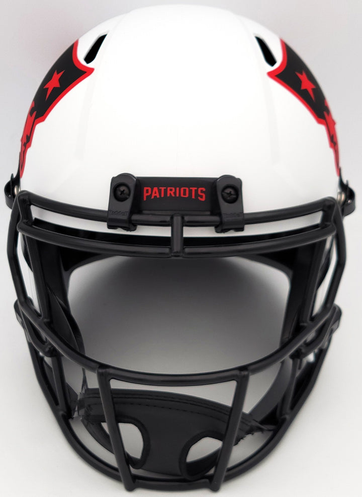 Mac Jones Auto Patriots Lunar Eclipse White Full Size Rep Speed Helmet Beckett