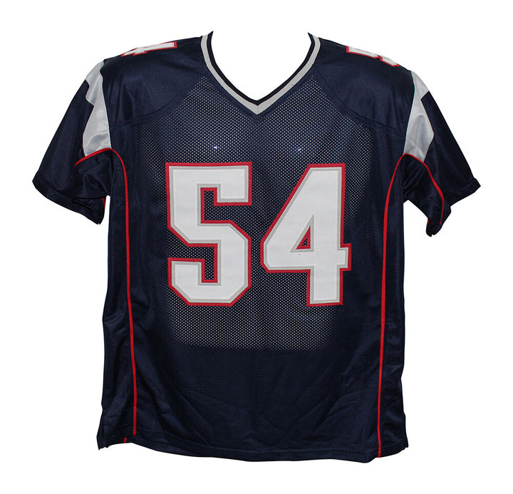 Tedy Bruschi Autographed/Signed Pro Style Blue XL Jersey Beckett 37009