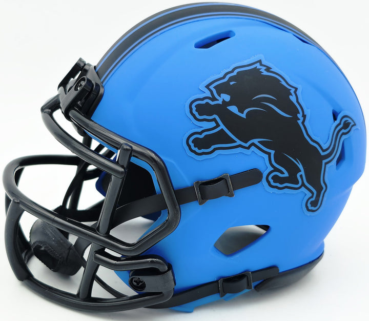 Barry Sanders Signed Detroit Lions Rave Blue Speed Mini Helmet Beckett
