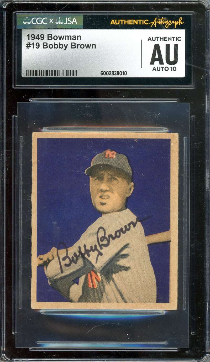 Bobby Brown Gem Mint 10 JSA CGC Signed 1949 Bowman Rookie Autograph