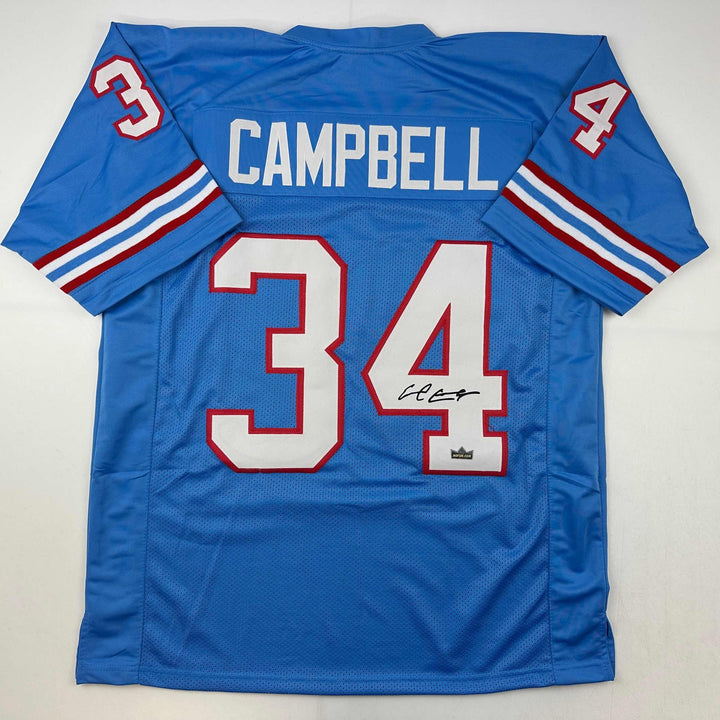 Facsimile Autographed Earl Campbell Houston Blue Reprint Jersey Size Men's XL