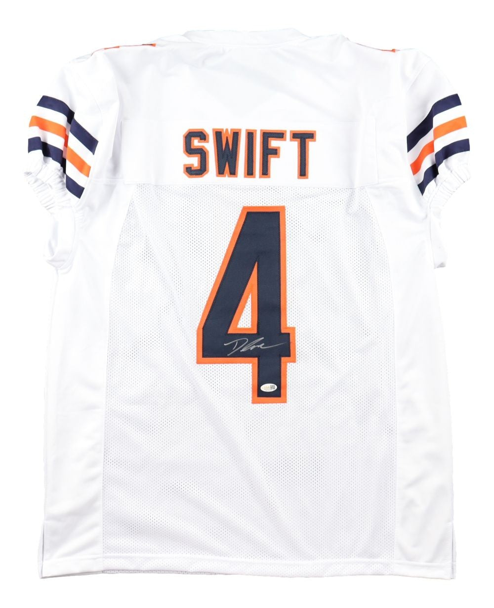 D'Andre Swift Chicago Signed White Pro Cut Football Jersey JSA QR Hologram
