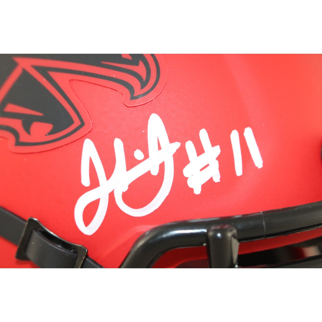 Julio Jones Autographed Atlanta Falcons Rave Mini Helmet Beckett Witness 51849